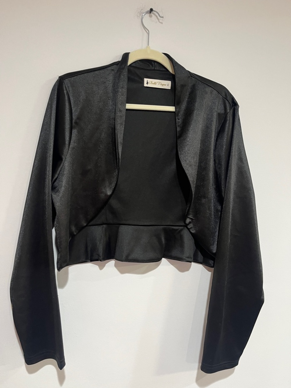 Satin Black Cropped Bolero Blazer
